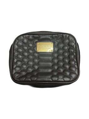 💄 bebe Black Quilted Makeup Bag Clutch Glam Y2K Gold Accent 💋